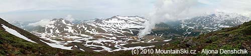 Panorama v oblasti vulkánu Mutnovskij