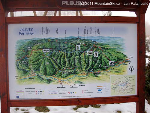 Letní cyklistická a pěší mapa oblasti Plejsy a přilehlých dolin a hřebenů