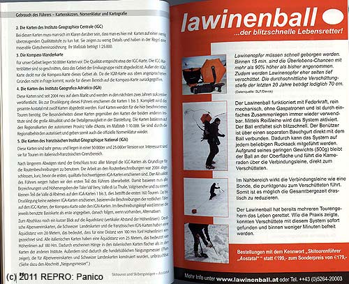 Čtenáře nesmí překvapit celostránková reklama na Avalanche Ball – více je k této nepříliš užitečné pomůcce jakoby lavinové prevence tady: Použití, výhody a nevýhody lavinové pomůcky Avalanche Ball