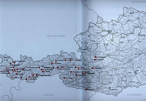 Přehledová mapa s vyznačením všech v knize popsaných oblastí
