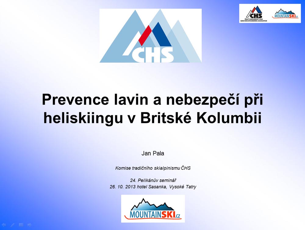Úvod do prezentace o pohybu na lyžích v Britské Kolumbii