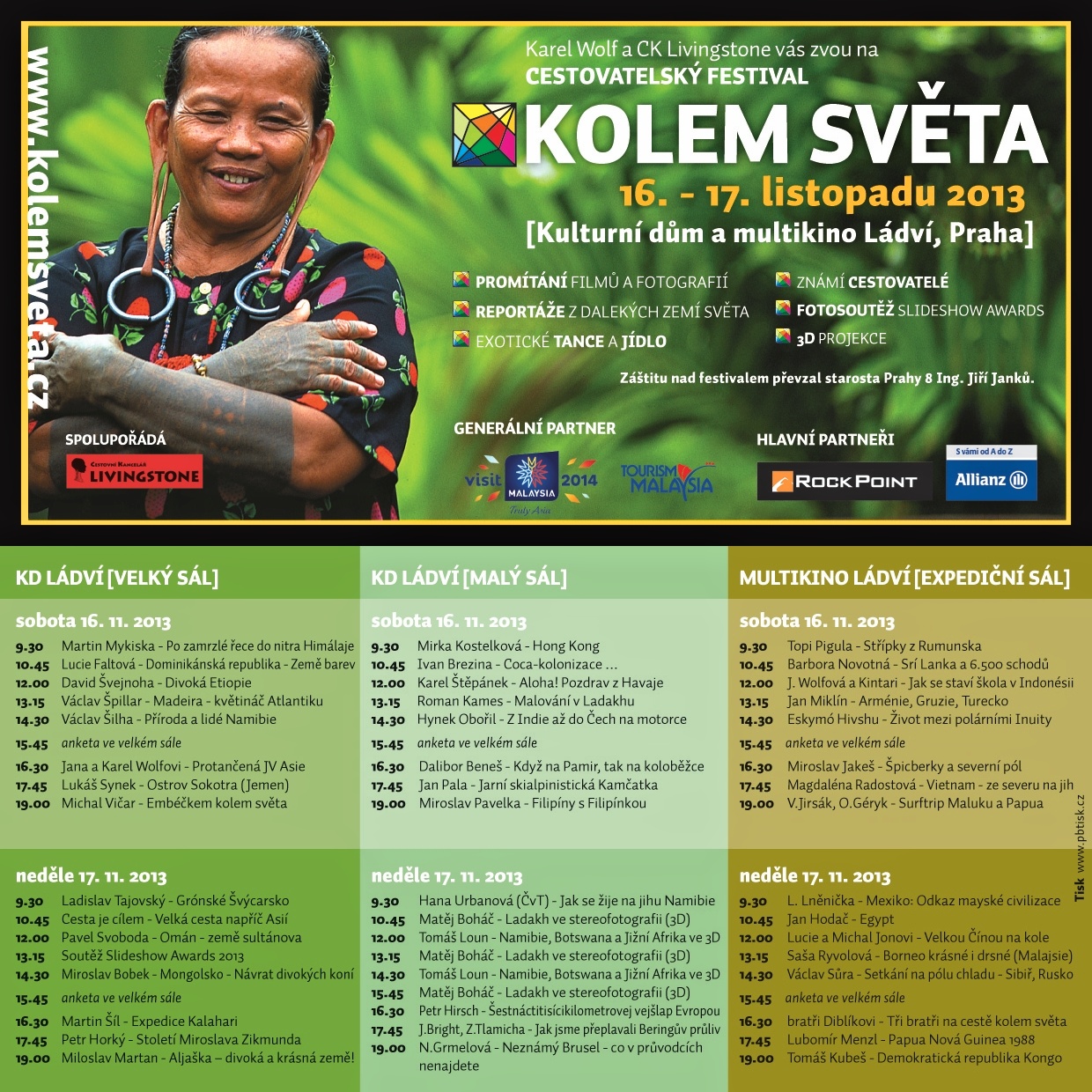 Program Festivalu Kolem světa Praha 16.-17. 11. 2013 (CLICK TO ENLARGE)