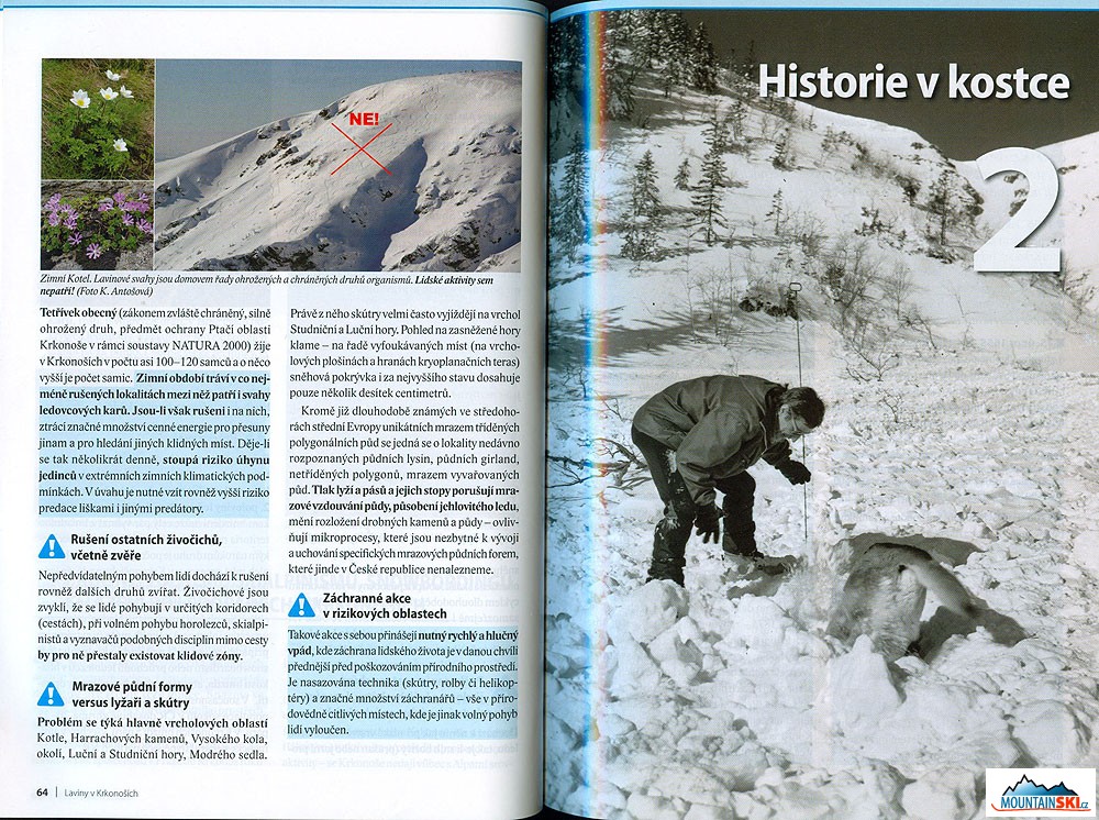 REPRO: © www.krnap.cz Kotel v Krkonoších – jedna výstupová stopa a několik sjezdových stop na skialpech
