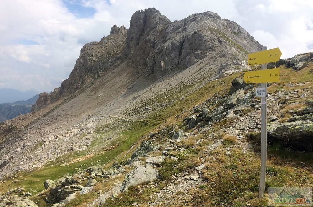 V sedle Luggauer Sattel (2404 m) během čtvrtého dne pochodování
