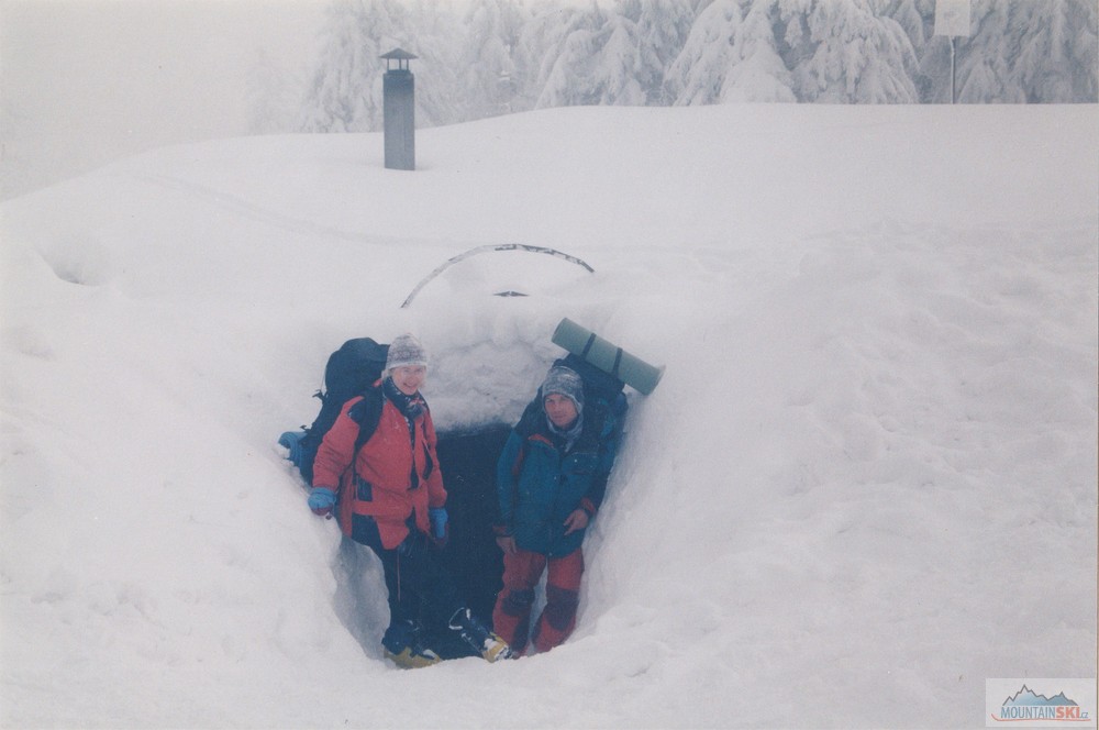Standardní zimní vstup do Šantánu – hluboko pod sníh, rok 2000