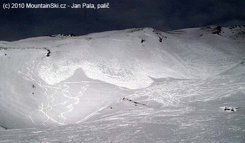 Celkový přehled splazů a lavin pod Hochfleissu – 2902 m