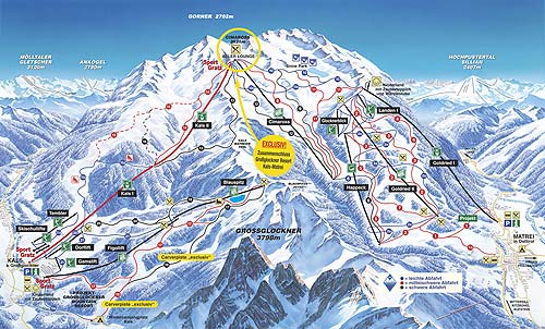 Lyžařské tratě a vleky ve středisku Kals-Matrei – plná verze je tady Kals-Matrei – ski pisten
